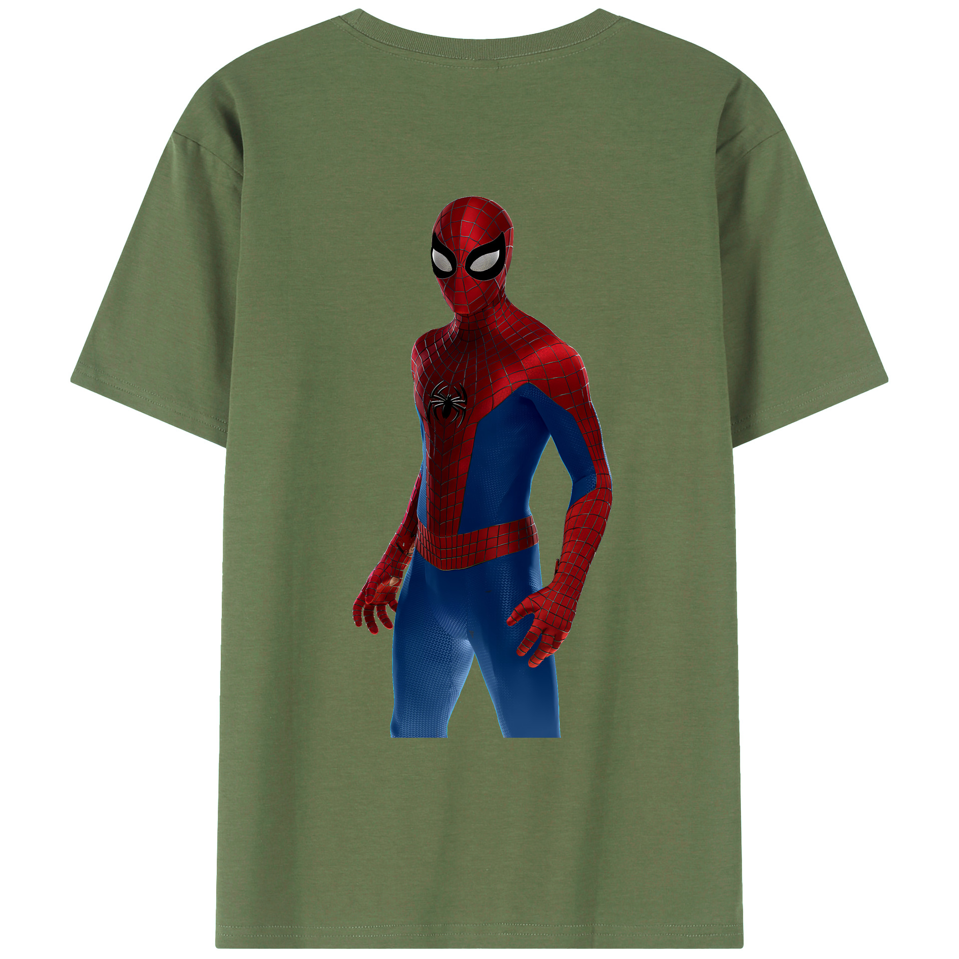 （画像用） Spider Man スパイダーマン 綿100％ メンズ半袖Tシャツ（バックプリント） 通気性